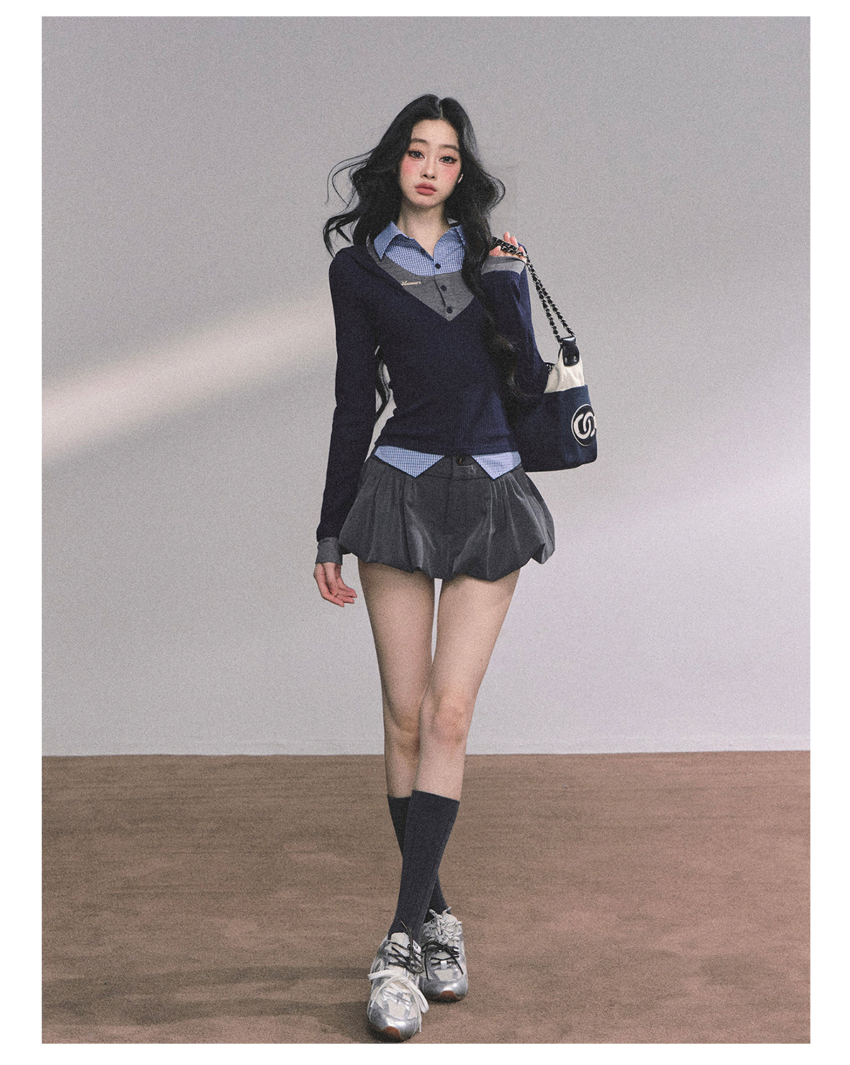 ShaoYeYan High IQ Heroine Fake Three-Layer Knit Top