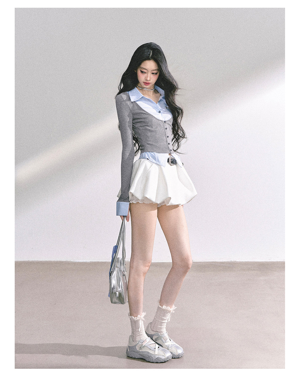 SHAOYEYAN American Style Mock Layered Knit Tee