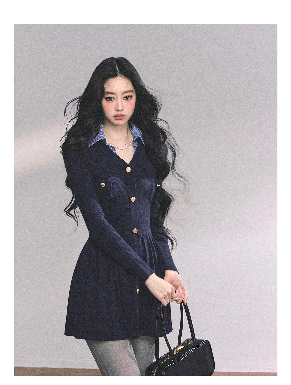 ShaoYeYan Paisley Manuscript Fake Two-Piece American Knit Dress