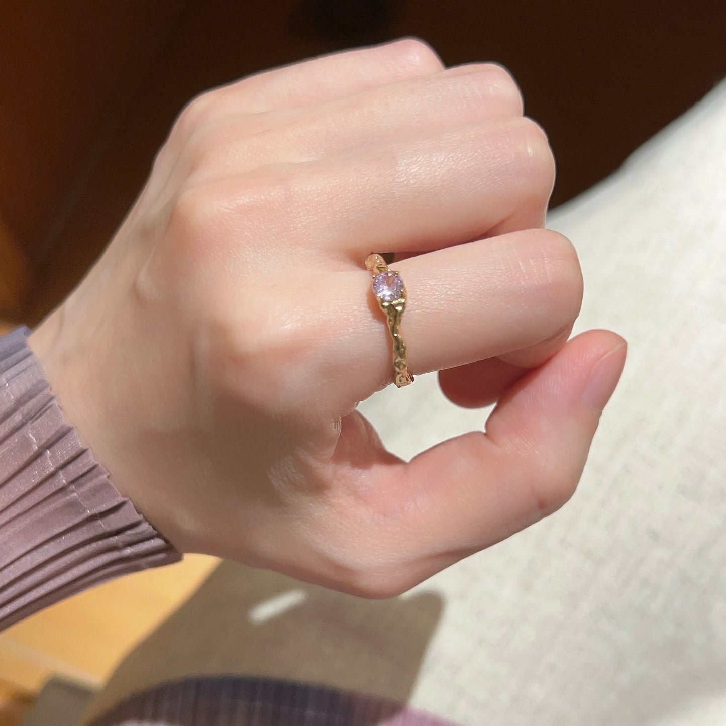VIGVOG Geometric Purple Gemstone Ring