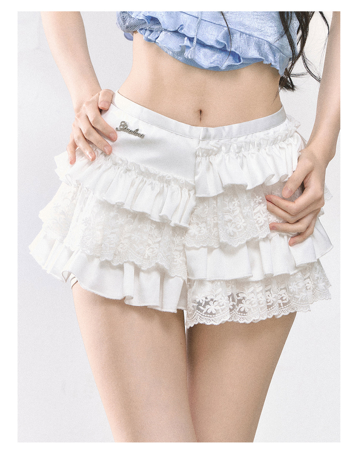 SHAOYEYAN French Lace Tiered Mini Skirt