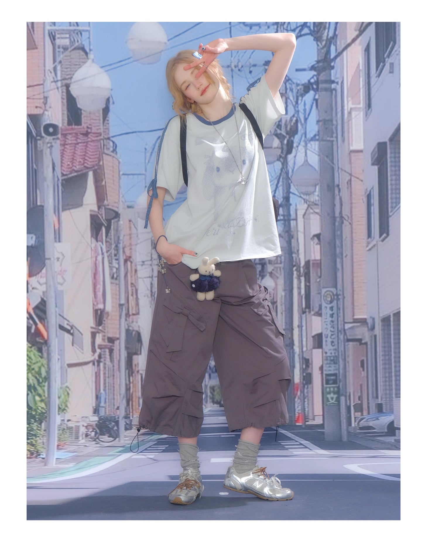 ziziFei Retro Bunny Tie-Front Tee