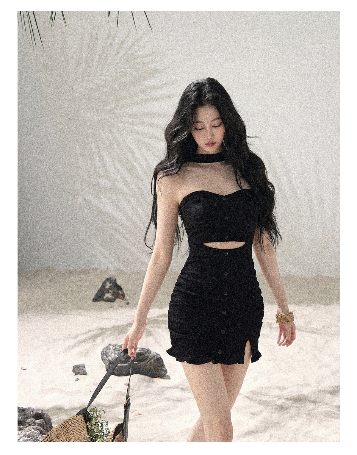 ShaoYeYan Aomalm Gap of Light & Shadow Korean Halter Knit Dress – Chérie Co  Gift