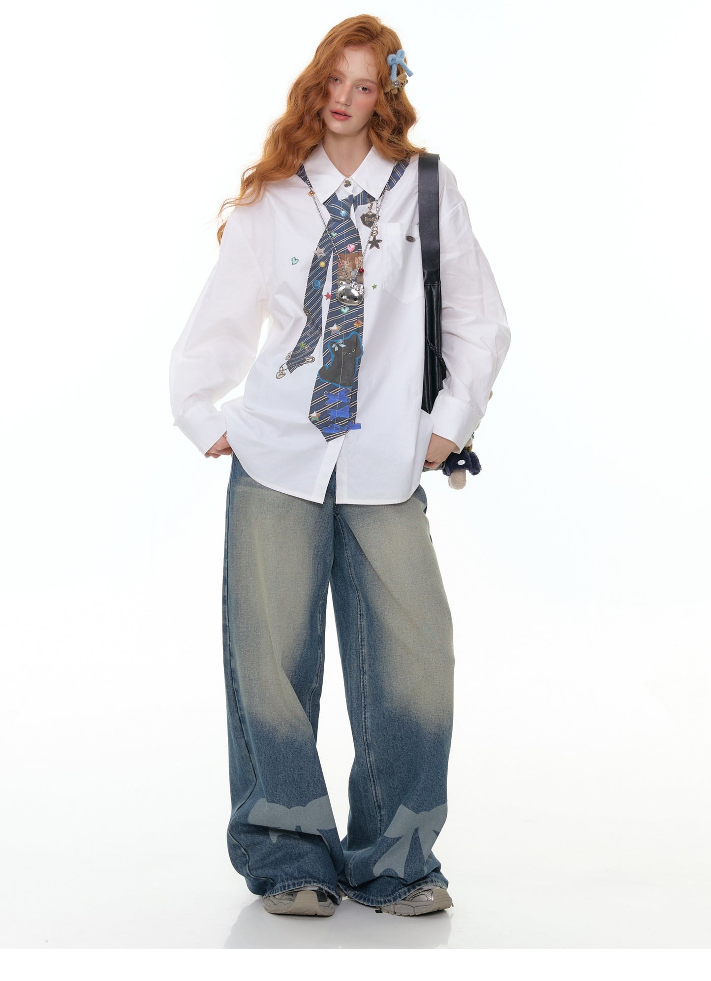 ZiziFei Bow-Print Denim Pants