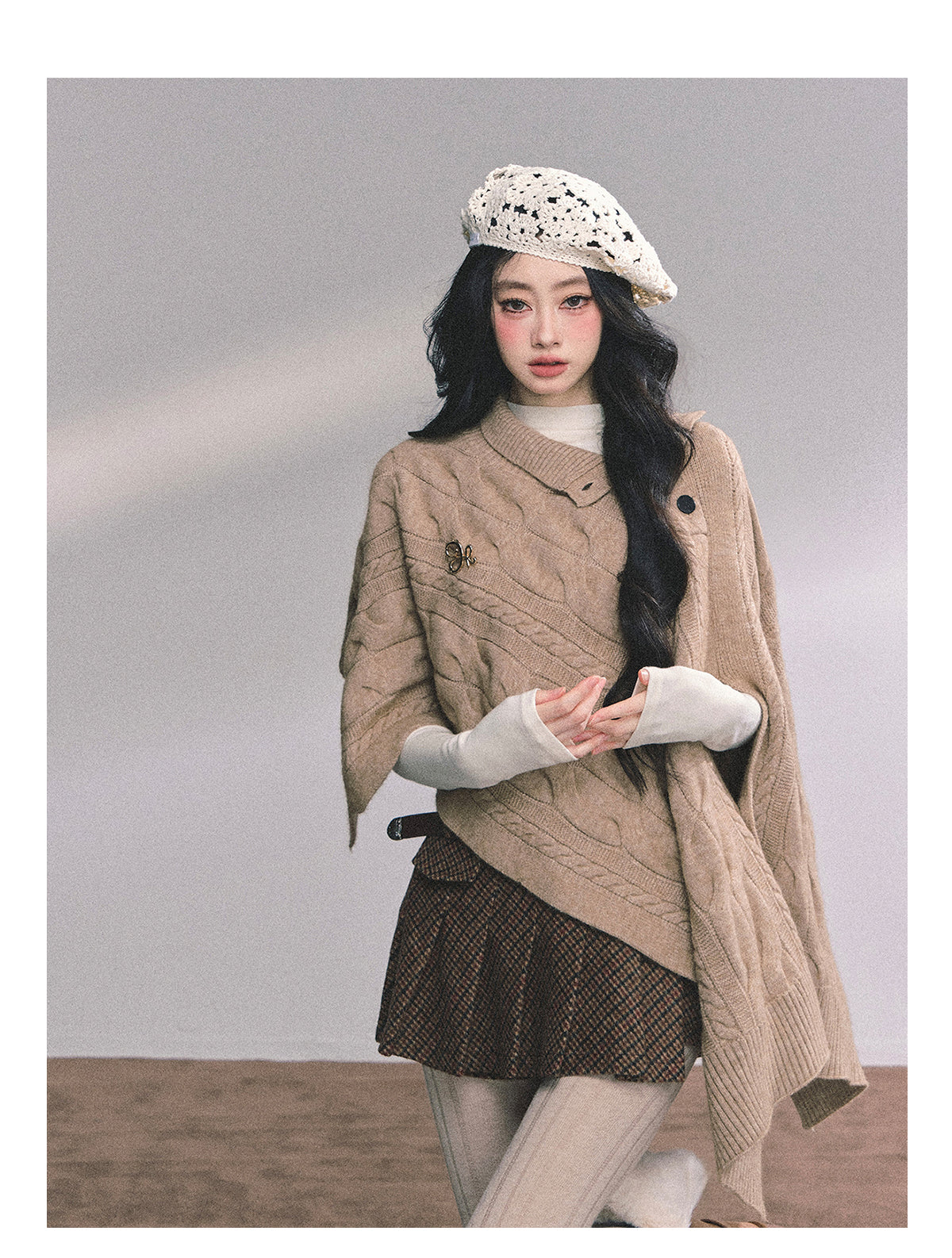 ShaoYeYan British Muse Loose Fit Knit Cape Sweater