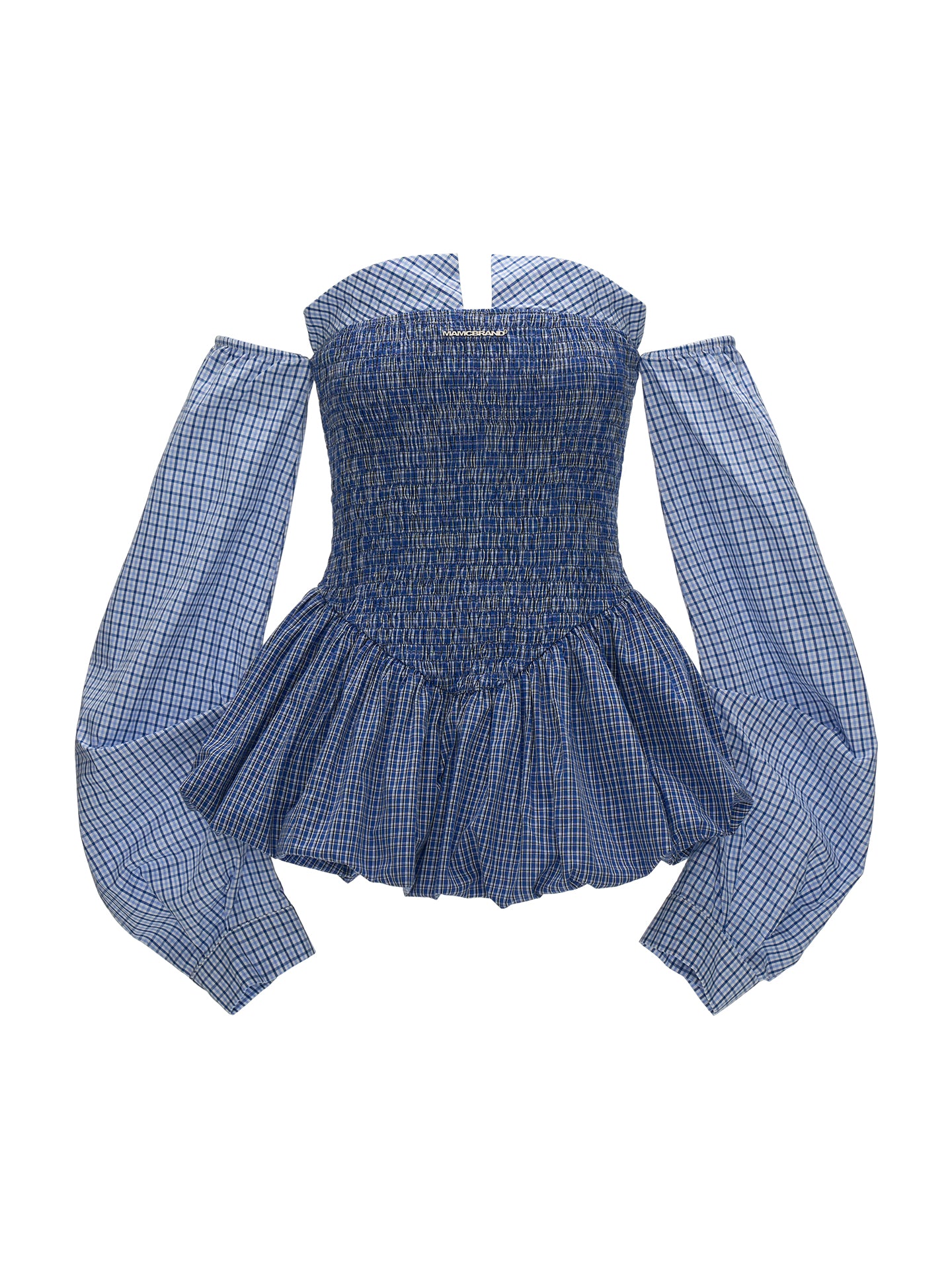 MAMC Blue Striped Smocked Bustier Dress