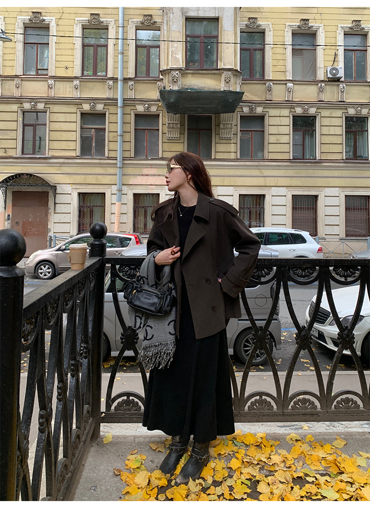 Pusumede Suede-Look Trench Coat