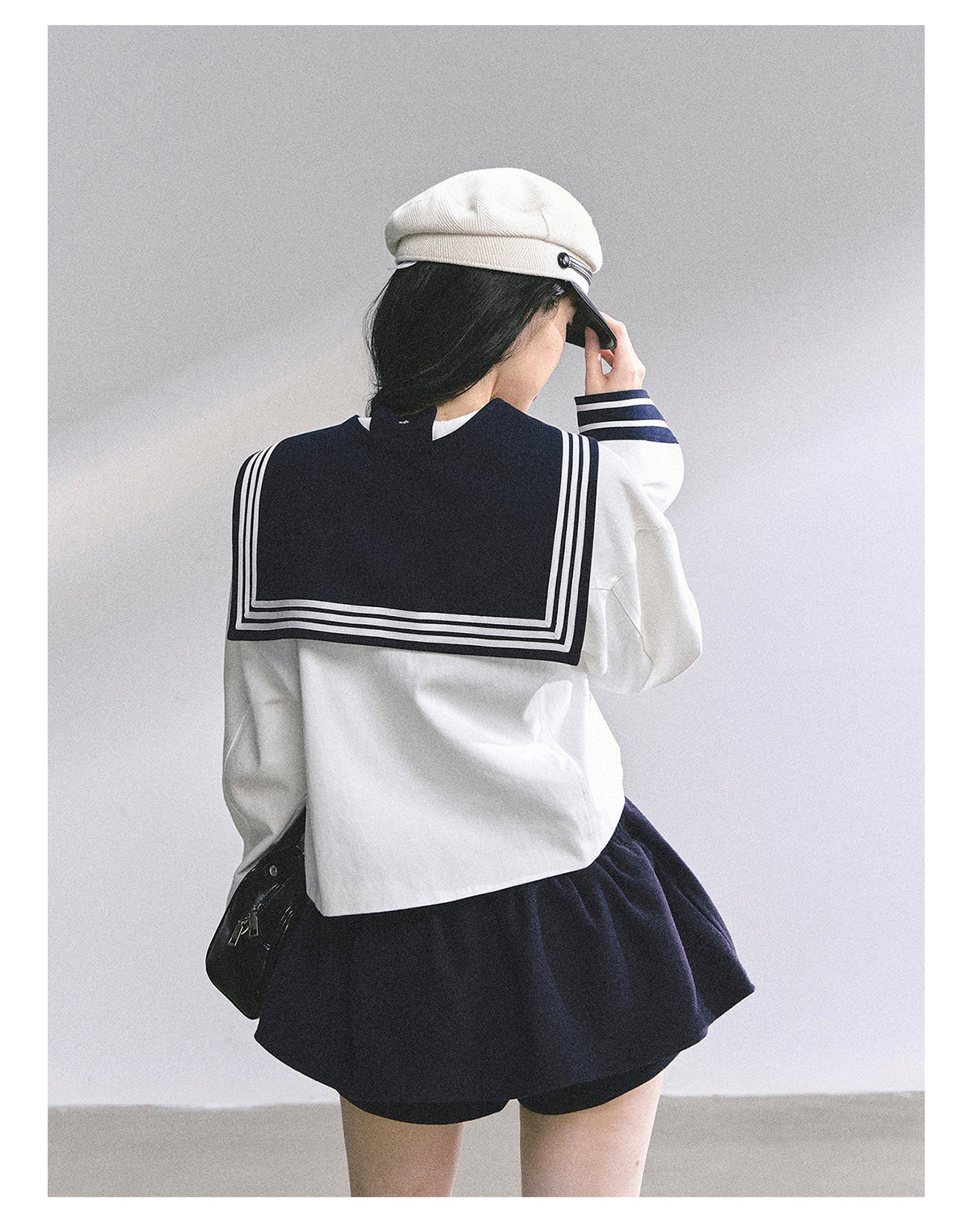 SHAOYEYAN Detachable Sailor Collar Denim Jacket (with detachable navy collar)
