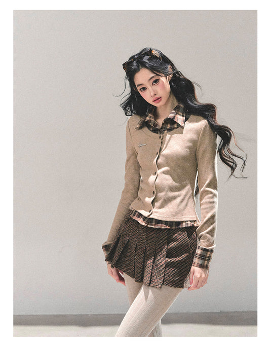 ShaoYeYan Moss Whispers Fake Two-Layer Knit T-Shirt