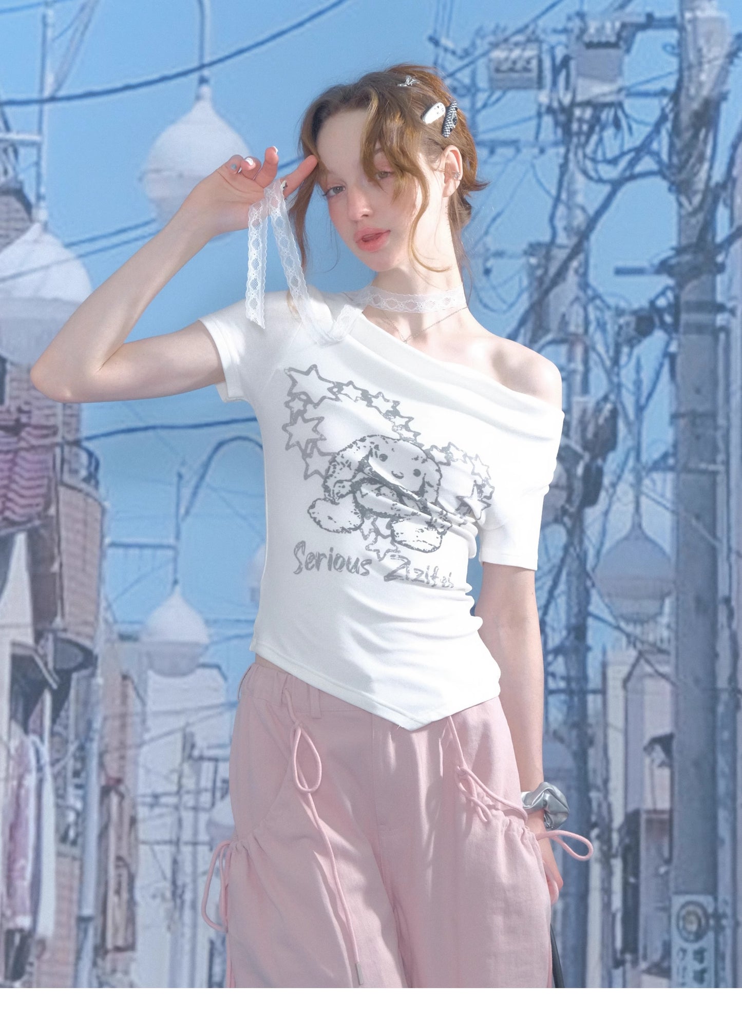 ziziFei Retro Print Draped Tee