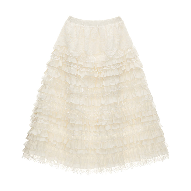MAMC Tiered Lace Maxi Skirt