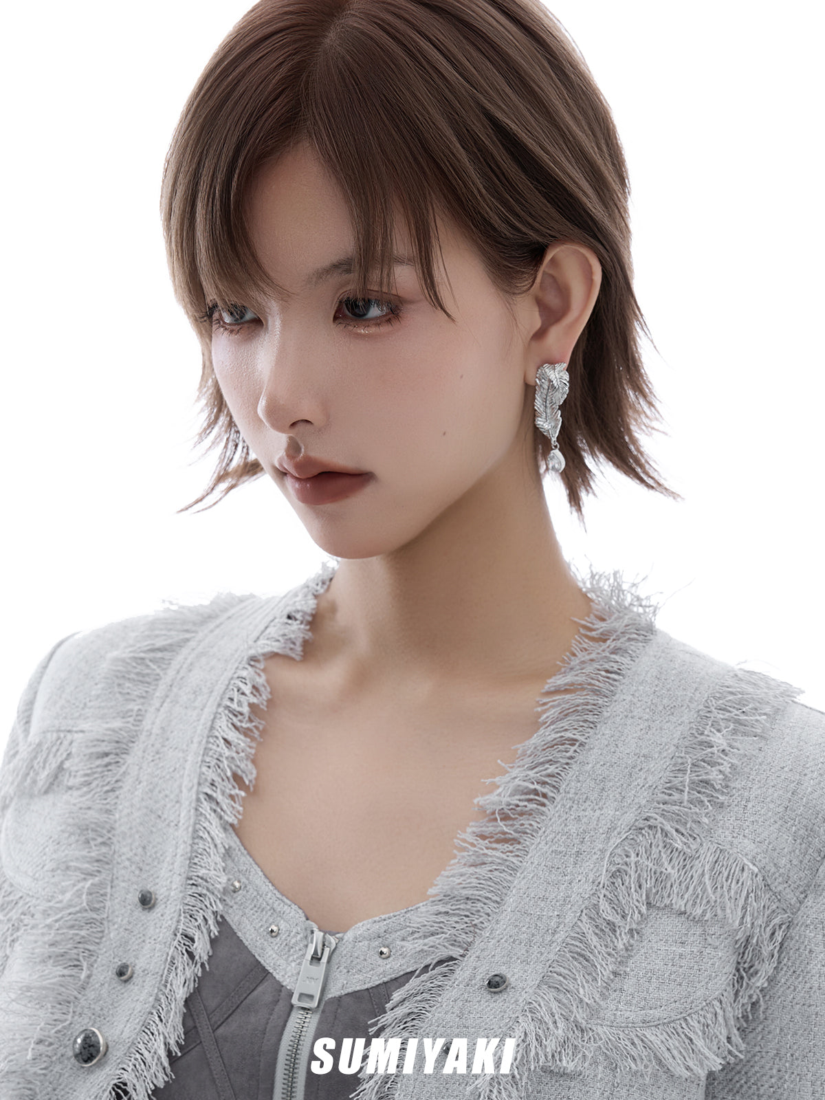 SUMIYAKI Dark Feather Punk Earrings
