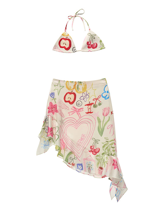MAMC Hand-Painted Bra & Midi Skirt Set