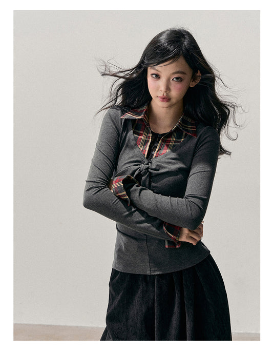 ShaoYeYan Aomalm Firework-Colored Her Fake Three-Layer Knit Top