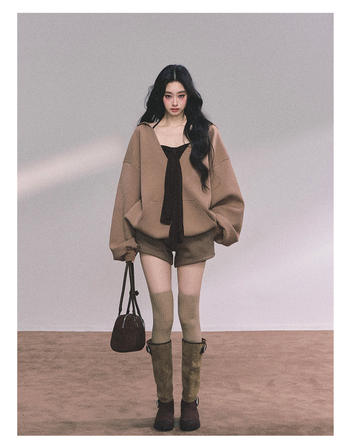 ShaoYeYan Autumn Leaves Riverside Casual Hoodie Set