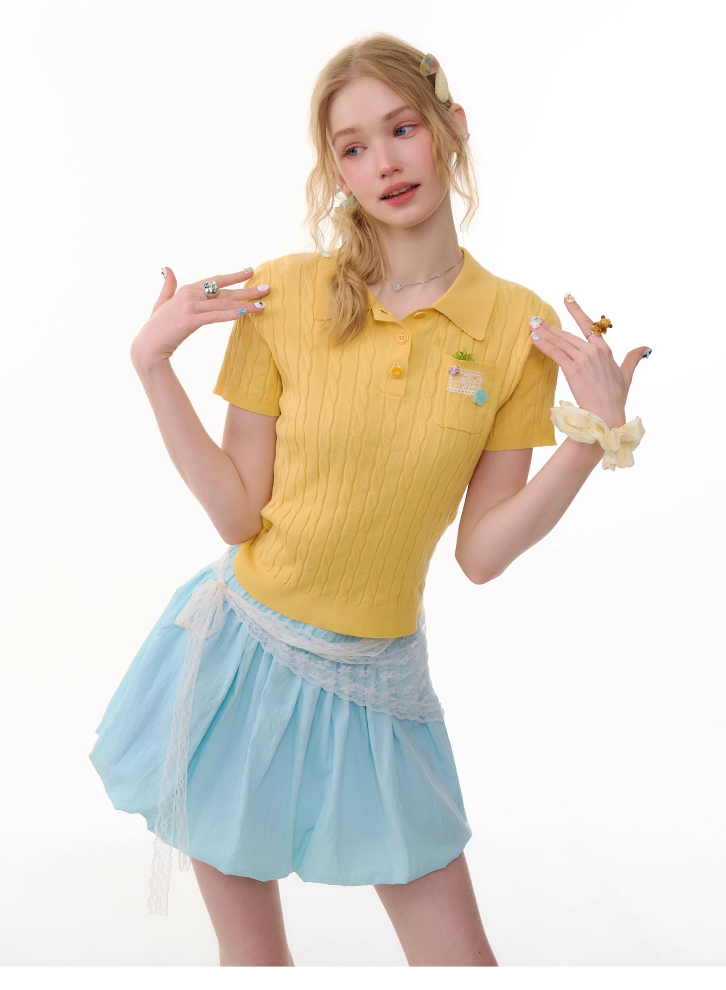 ziziFei Retro Polo Knit Top