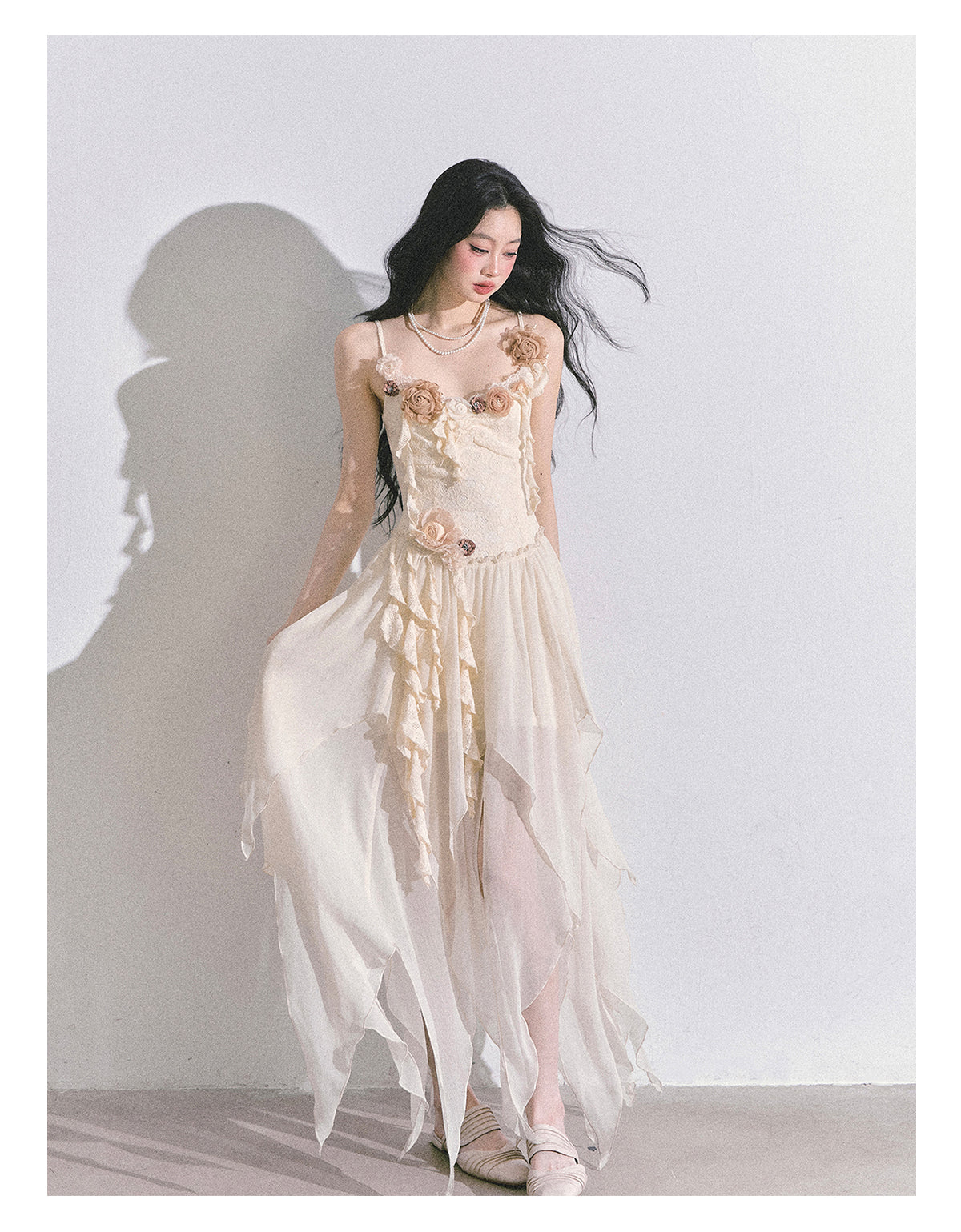 SHAOYEYAN Tuileries Garden French Floral Strappy Dress