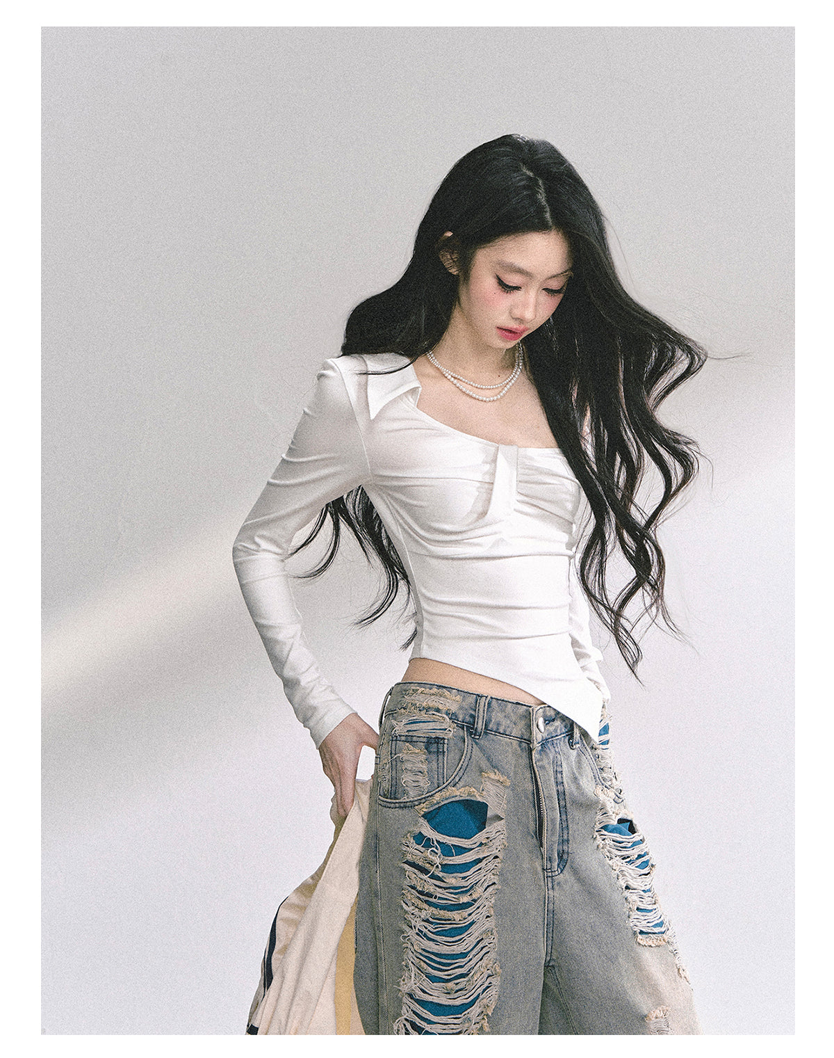 SHAOYEYAN Korean Style Asymmetric Off-Shoulder Top