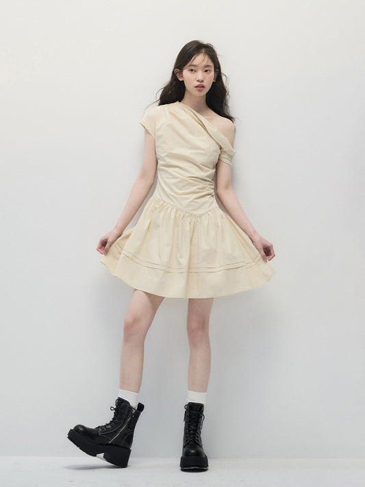 ANNATTO Asymmetrical Shoulder Dress