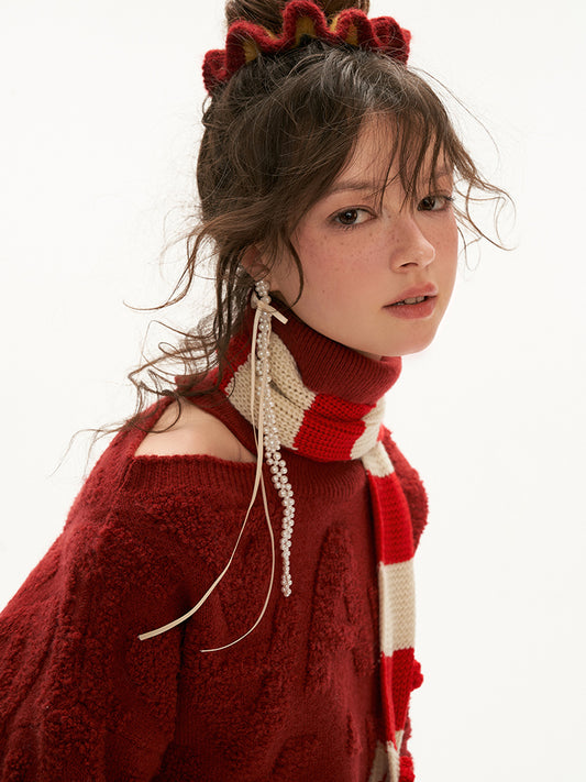 MAMC Off-Shoulder Embroidered Sweater