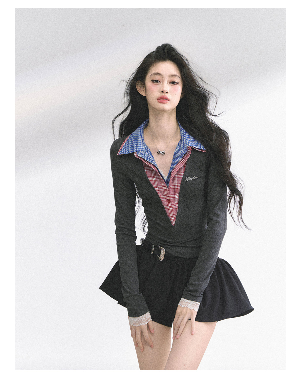 SHAOYEYAN American Style Mock Two-Layer Long Sleeve