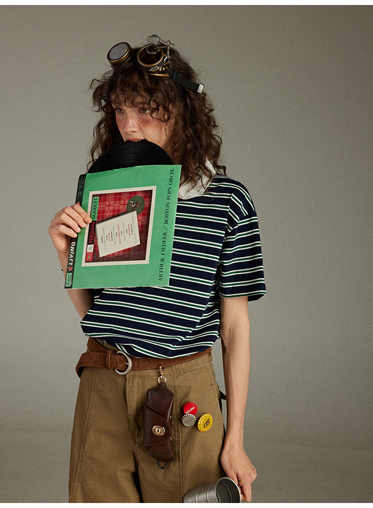 Lulugray Retro Stripe Polo Tee
