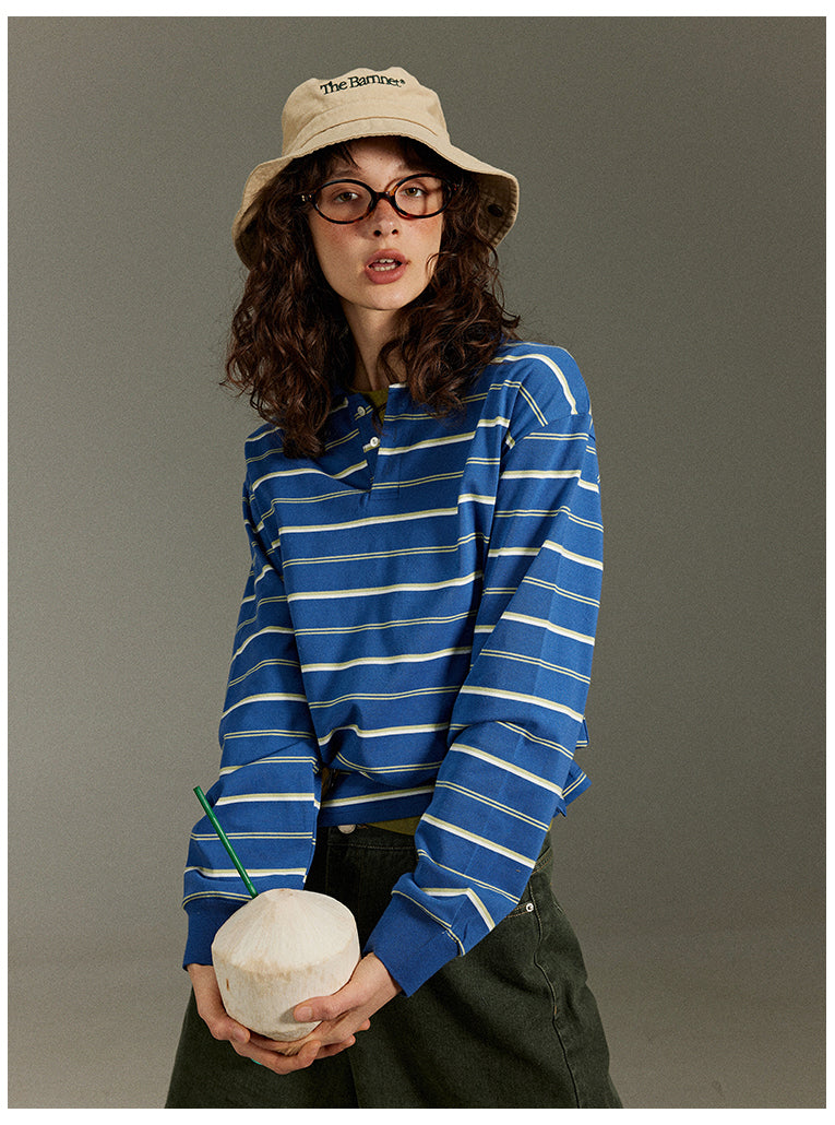 Lulugray Retro Stripe Polo Tee