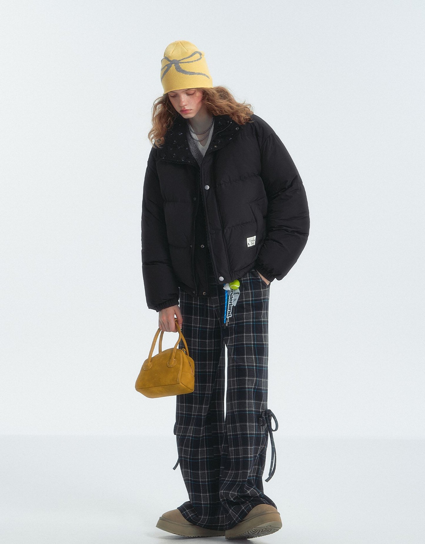 SOMESOWE Plaid Drawstring Trousers
