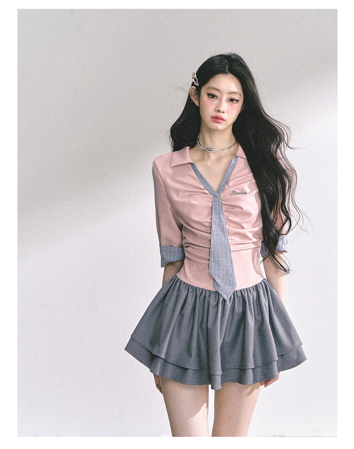 SHAOYEYAN London-inspired Plaid Puff Dress