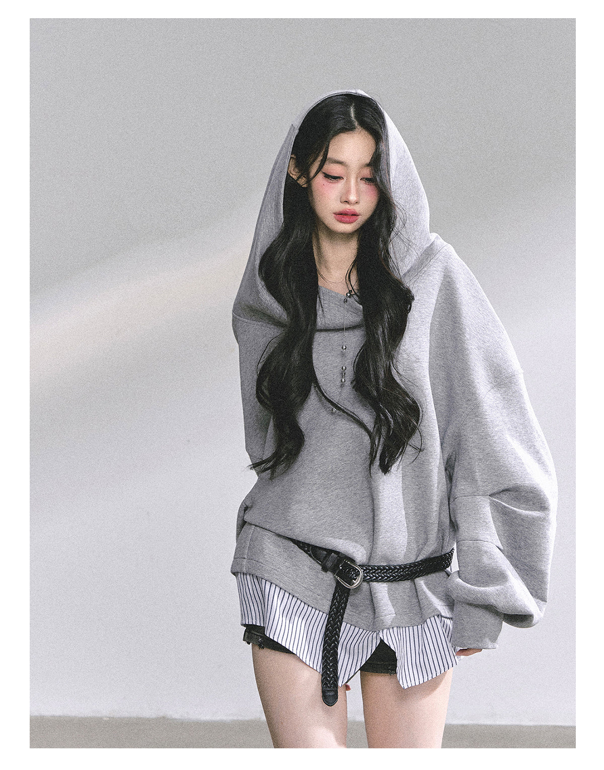 SHAOYEYAN Fake Two-Piece Oversized Hoodie (with belt)