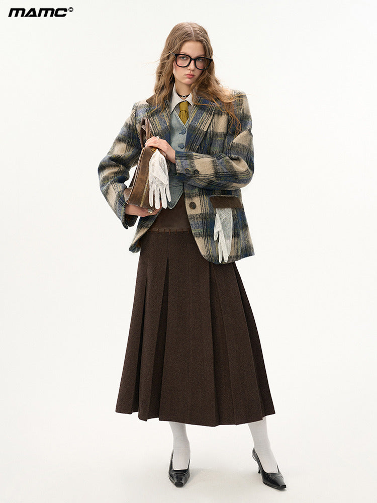 MAMC Plaid Wool-Blend Blazer