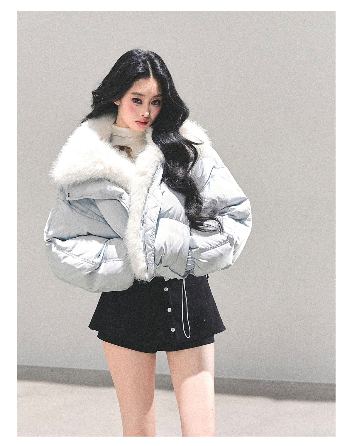 ShaoYeYan Silent Blue White Duck Down Puffer Jacket