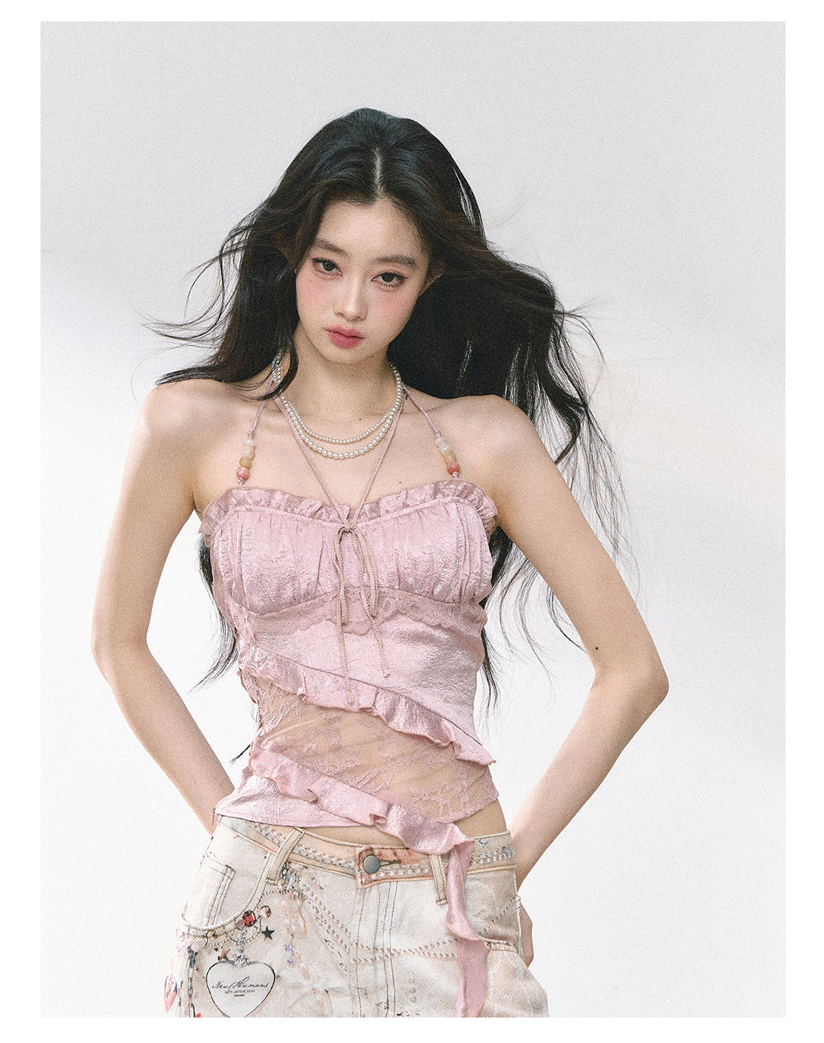 SHAOYEYAN French Lace Halter Top