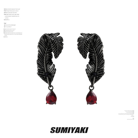 SUMIYAKI Dark Feather Punk Earrings