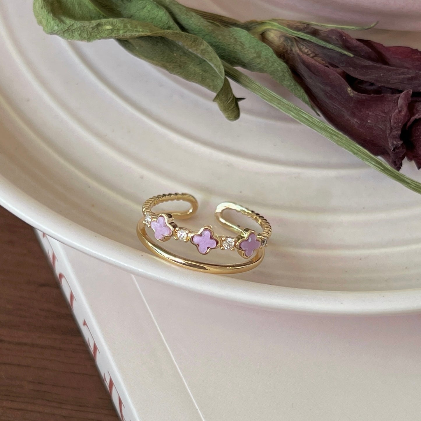 VIGVOG Geometric Purple Gemstone Ring