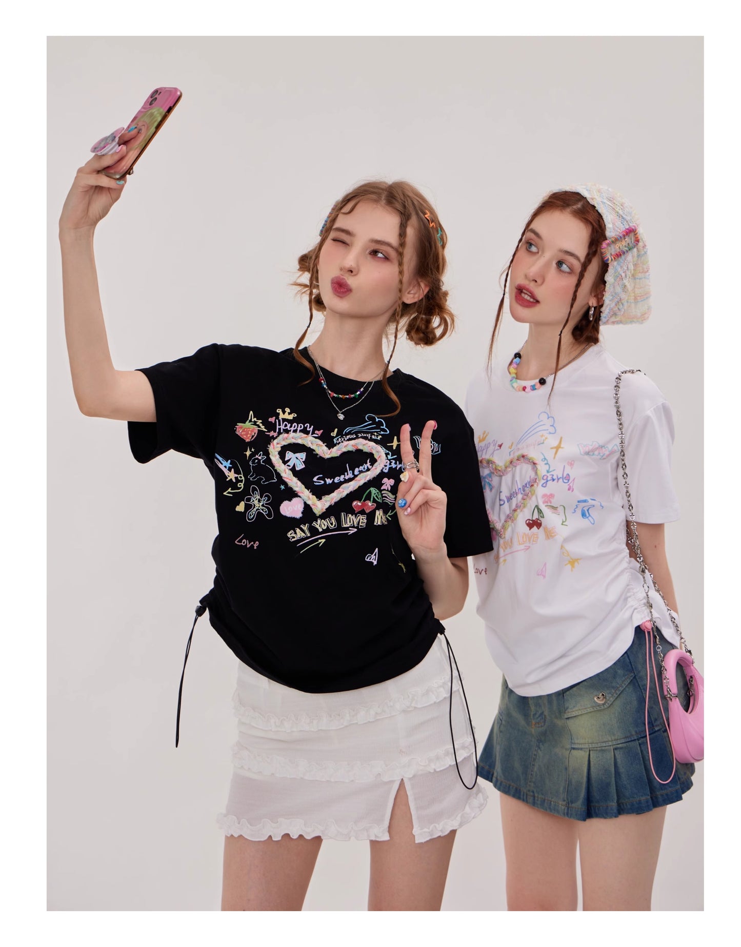 ziziFei Retro Love Print Oversized Tee