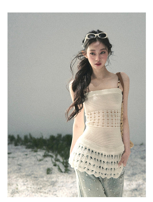 ShaoYeYan Aomalm Gap of Existence French Knit Hollow Cami