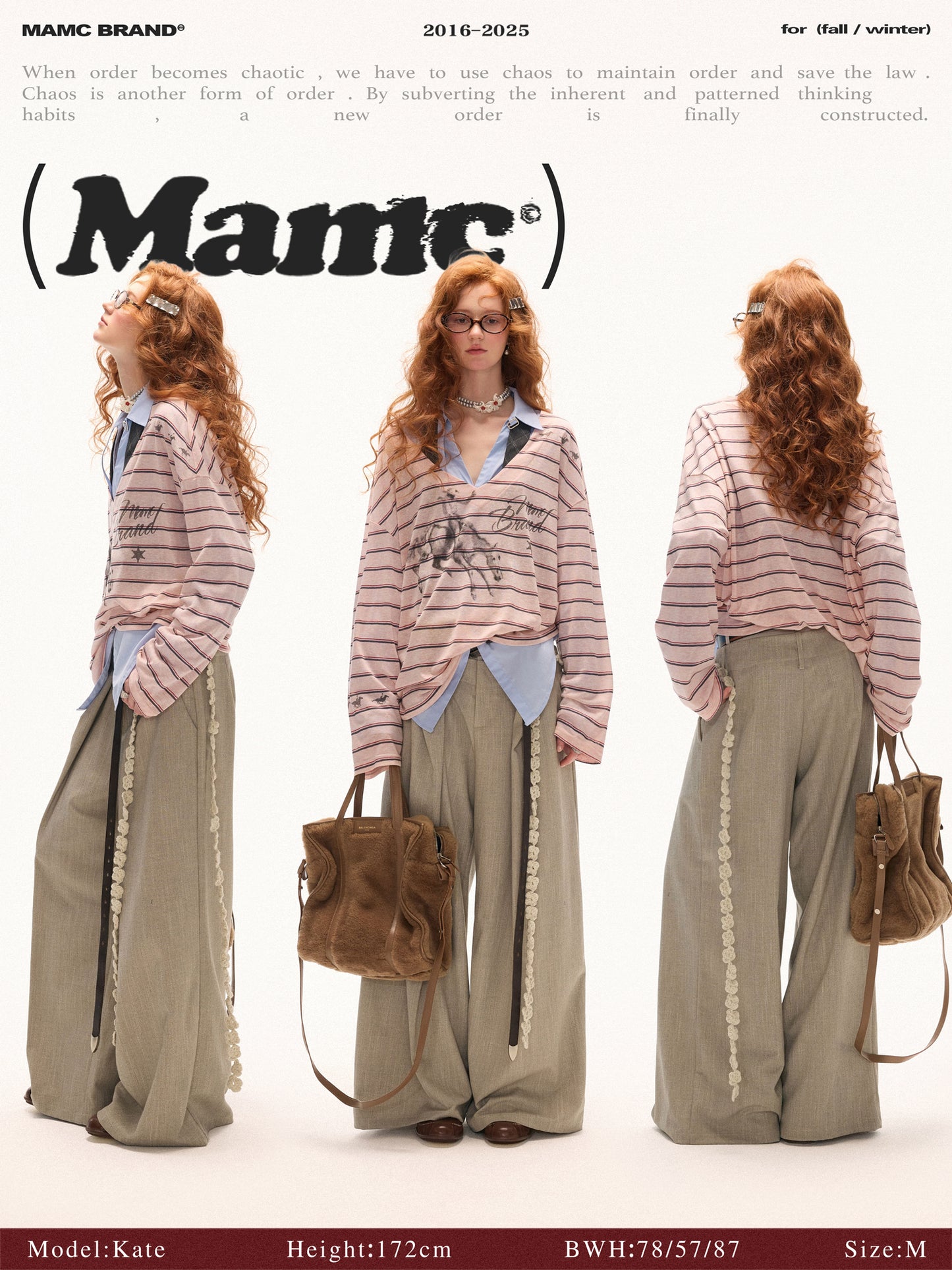 MAMC Oversized V-Neck Striped Tee