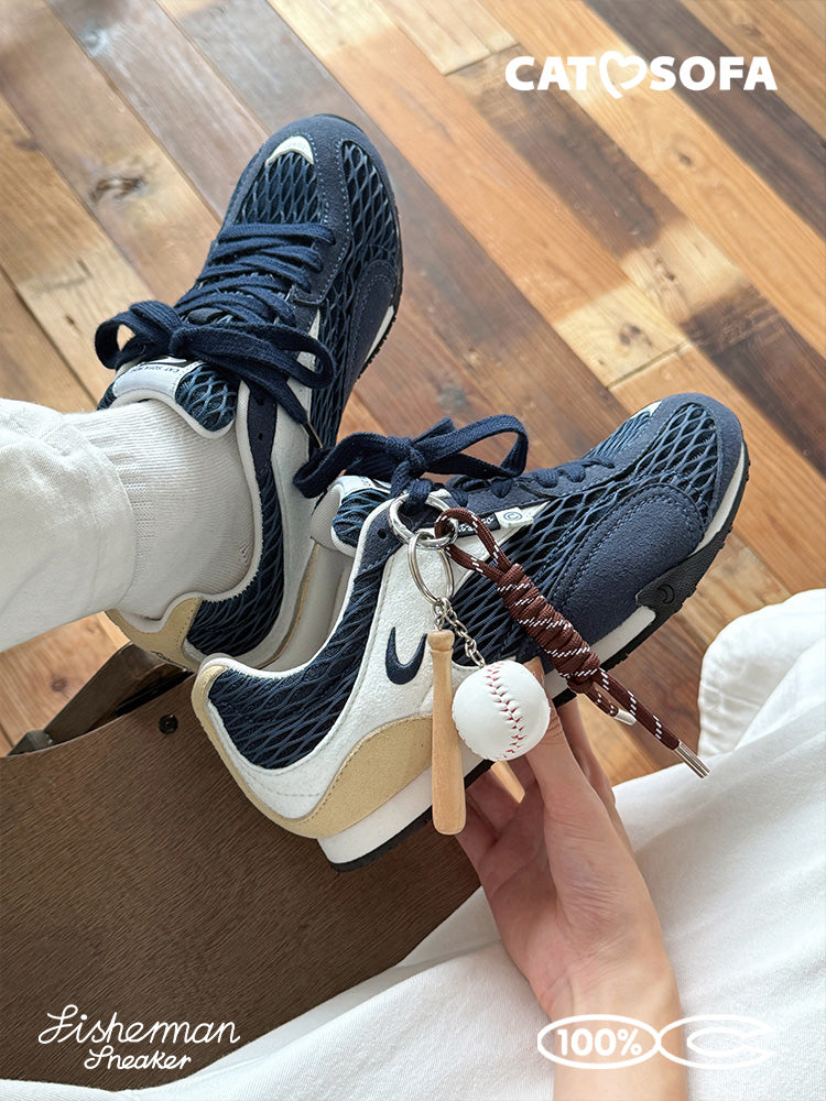 Cat&Sofa Plaid Mesh Height-Boost Sneakers