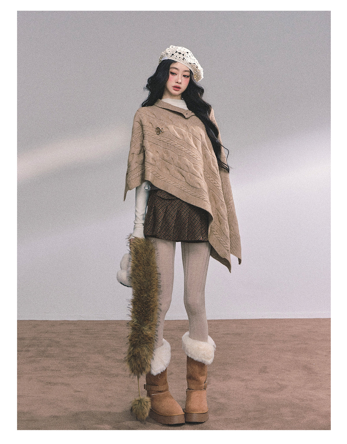 ShaoYeYan British Muse Loose Fit Knit Cape Sweater