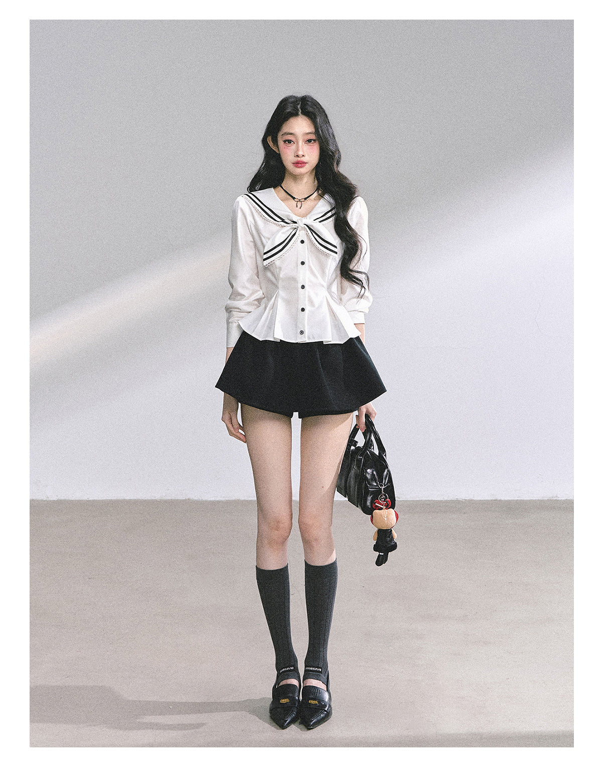 SHAOYEYAN Mary Jane College Navy Blouse