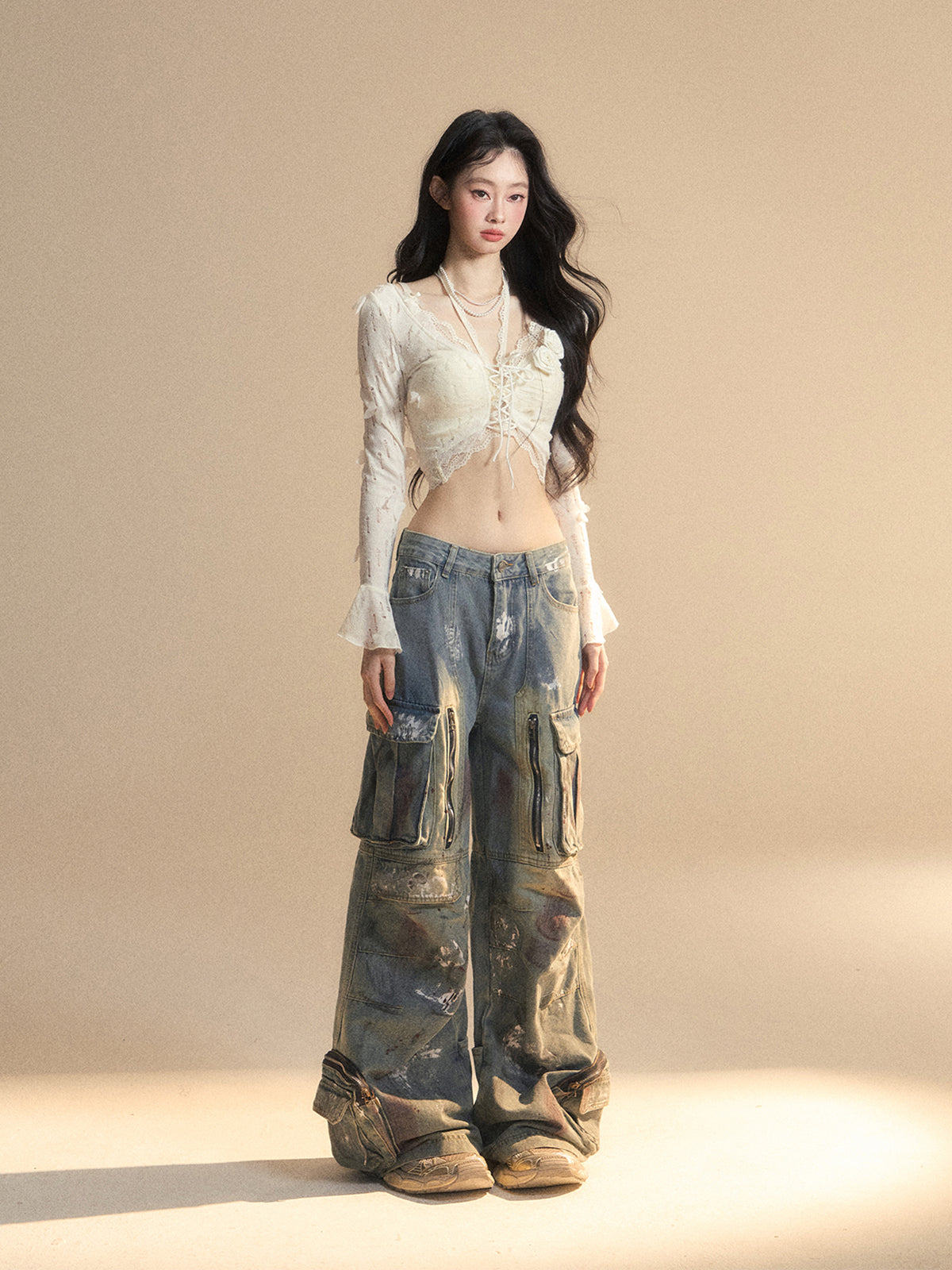 SHAOYEYAN Sweet Doll Lace Trim Halter Top