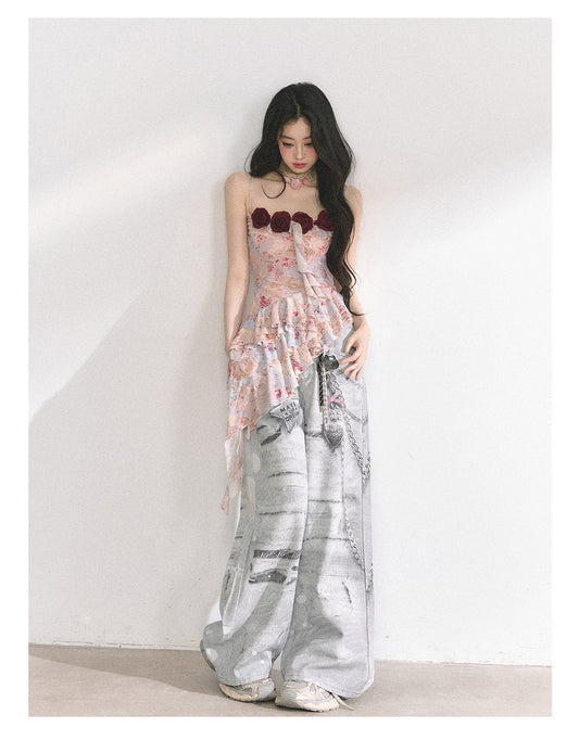 SHAOYEYAN Floral Ruffle Off-Shoulder Top