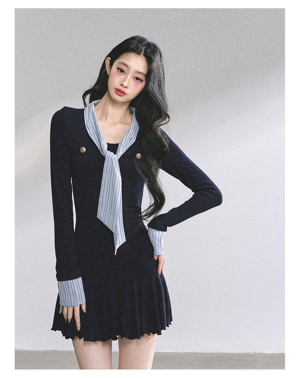 ShaoYeYan Rose Academy American Style Long Sleeve Bodycon Dress