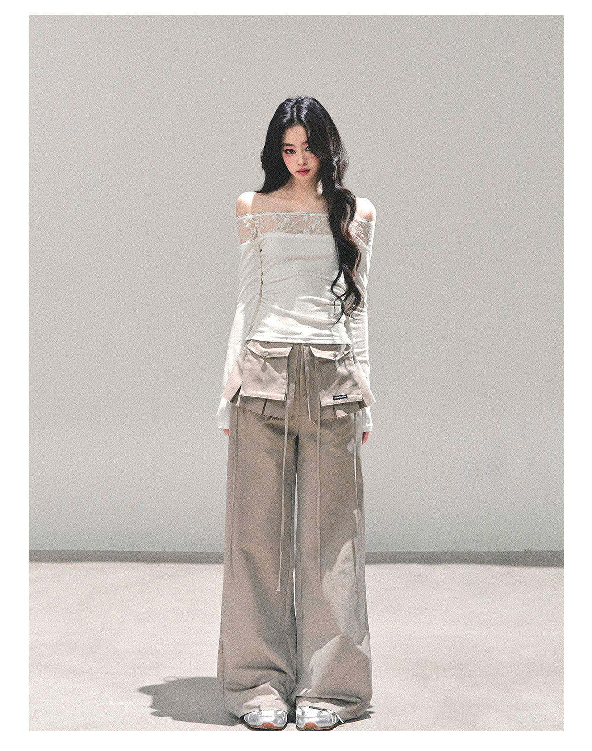 ShaoYeYan Blank Warmth Off-Shoulder Long Sleeve T-Shirt