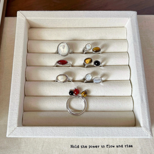 VIGVOG Geometric Gemstone Rings