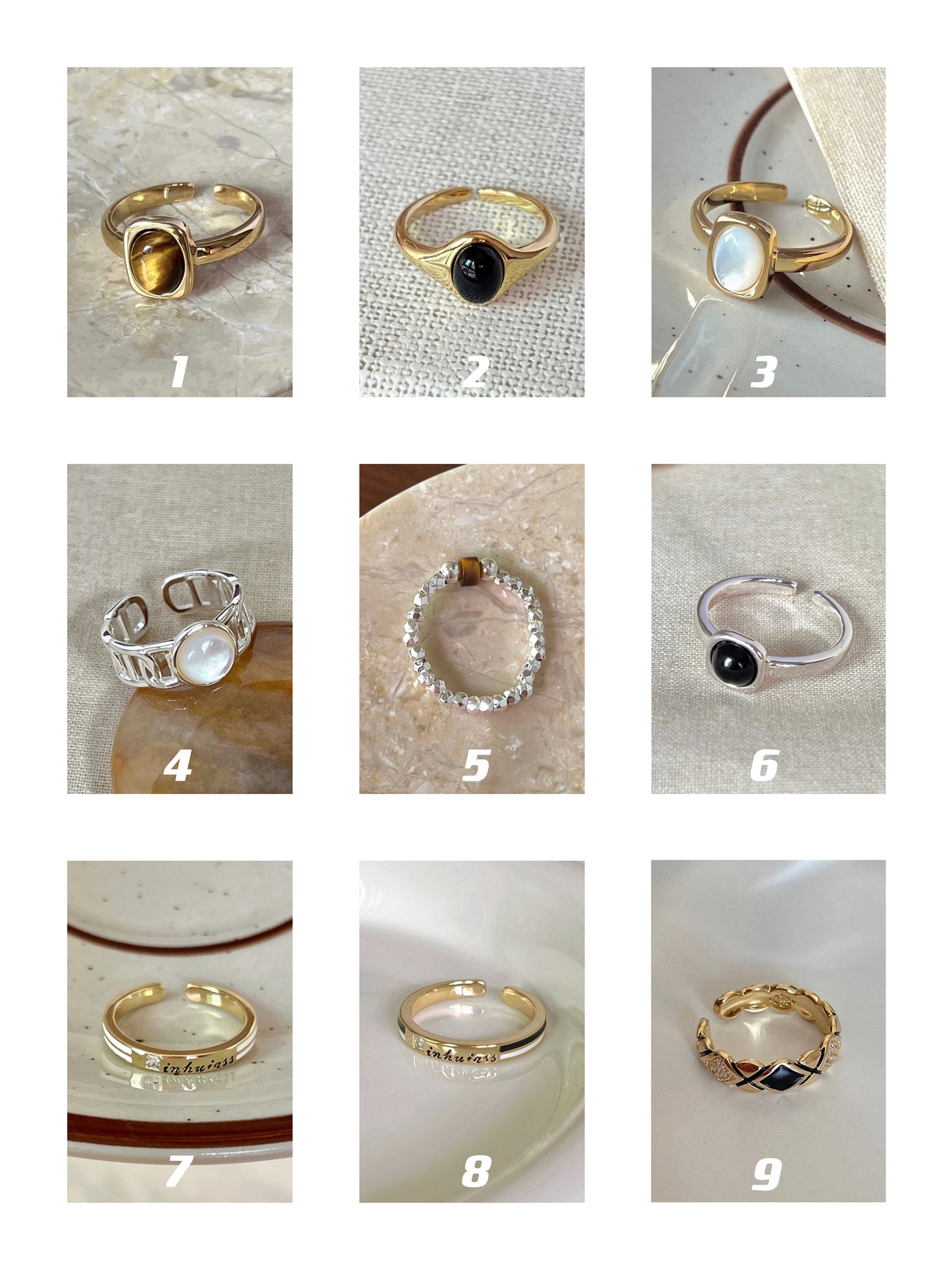 VIGVOG Natural Stone Ring Collection