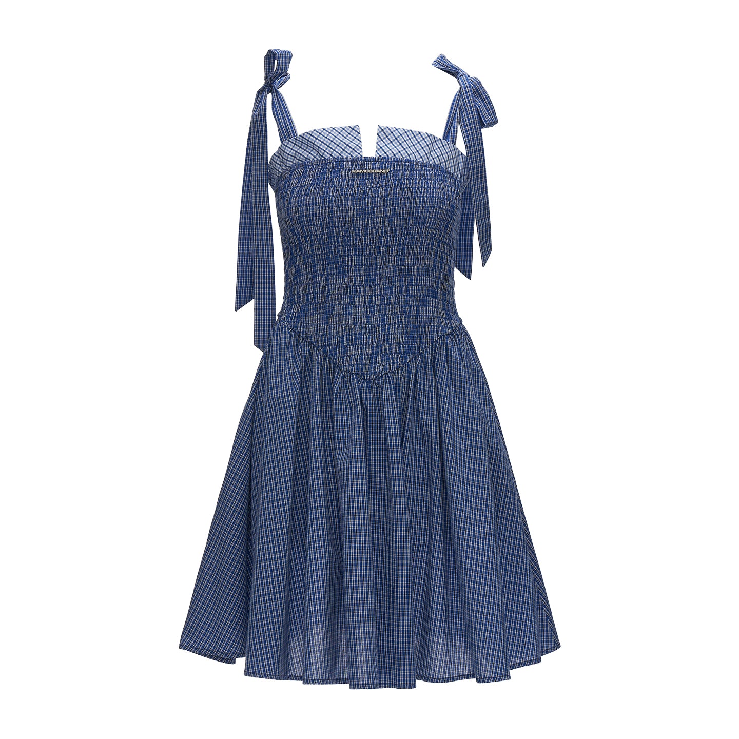 MAMC Striped Smocked Bow Strap Dress