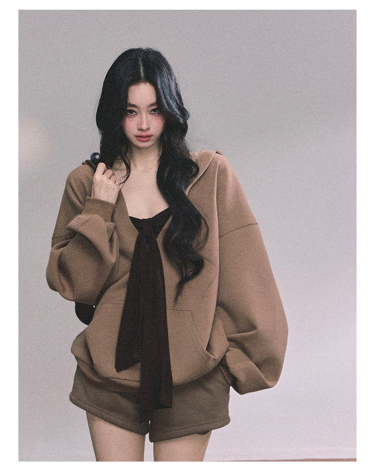 ShaoYeYan Autumn Leaves Riverside Casual Hoodie Set