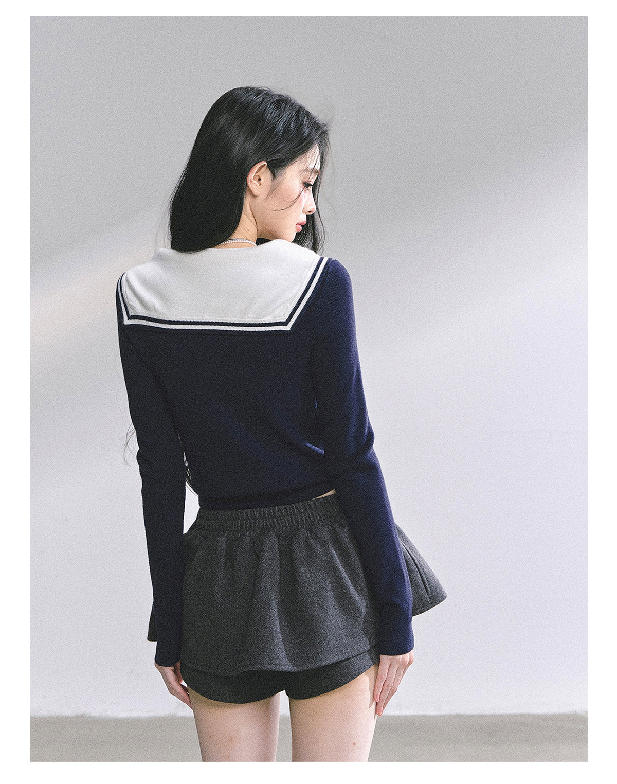 SHAOYEYAN American Long Sleeve Sailor Collar Slimming Tee
